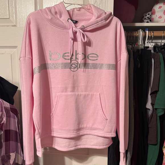 bebe Tops - Bebe Light Pink Hoodie with Silver Accents